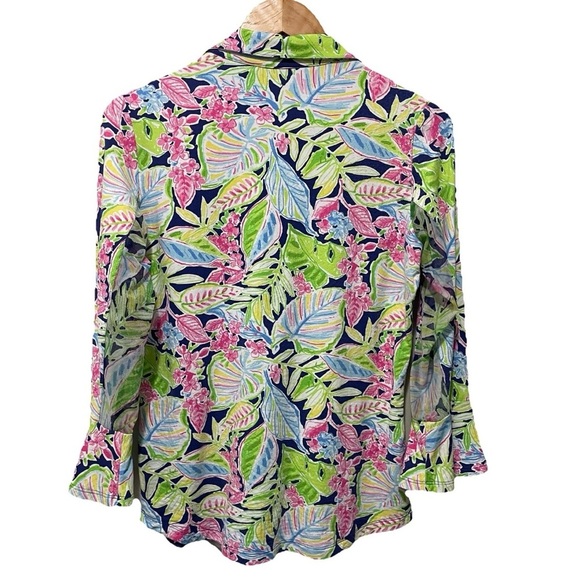 Ibkul Women’s Small Performance Golf Shirt Bright Tropical Print - Picture 5 of 5